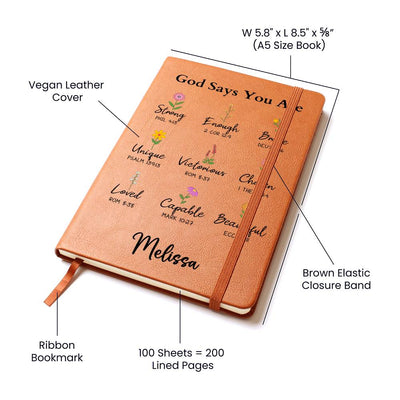 Personalized God Says You Are Leather Journal