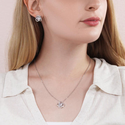 Graduation Gift, Love Knot Necklace & Earrings Set