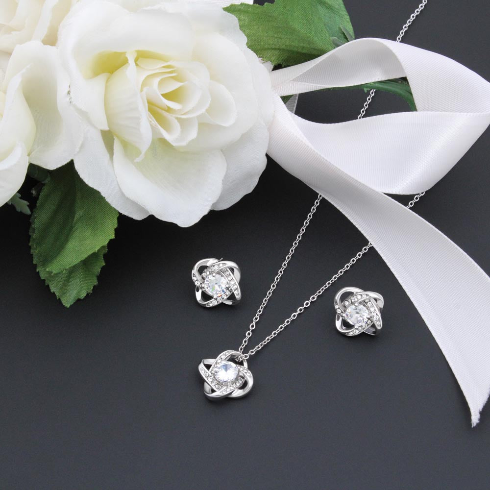 Graduation Gift, Love Knot Necklace & Earrings Set