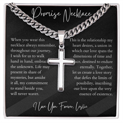 Personalized Promise Necklace for Him Chain with Cross