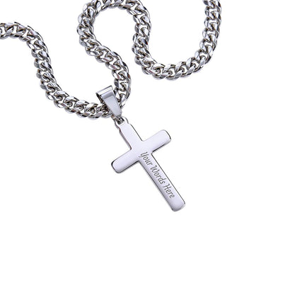 Personalized Future Husband Cubin Link Chain With Engravable Cross Pendant Necklace