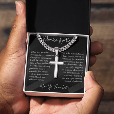 Personalized Promise Necklace for Him Chain with Cross