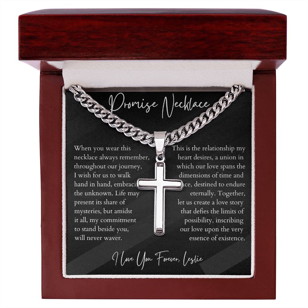 Personalized Promise Necklace for Him Chain with Cross