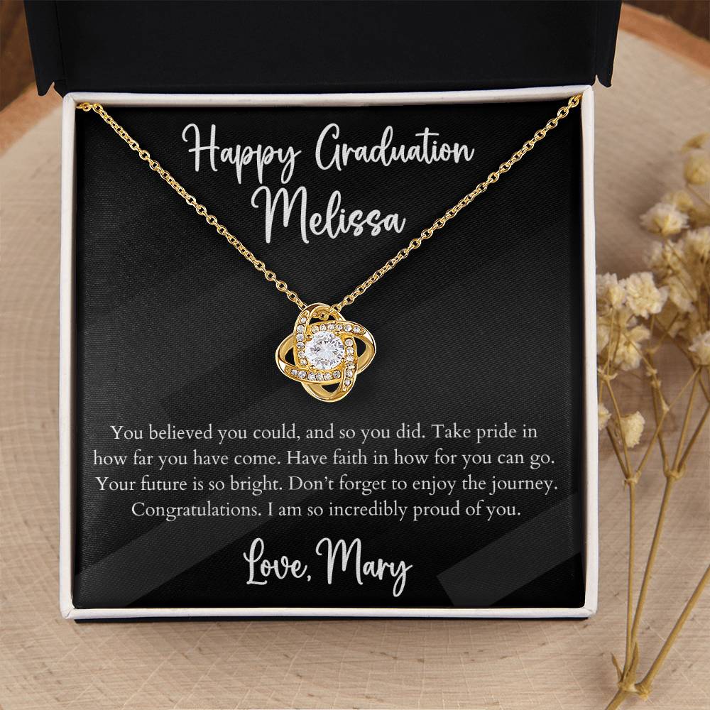 Personalized Graduation Love Knot Pendant Necklace