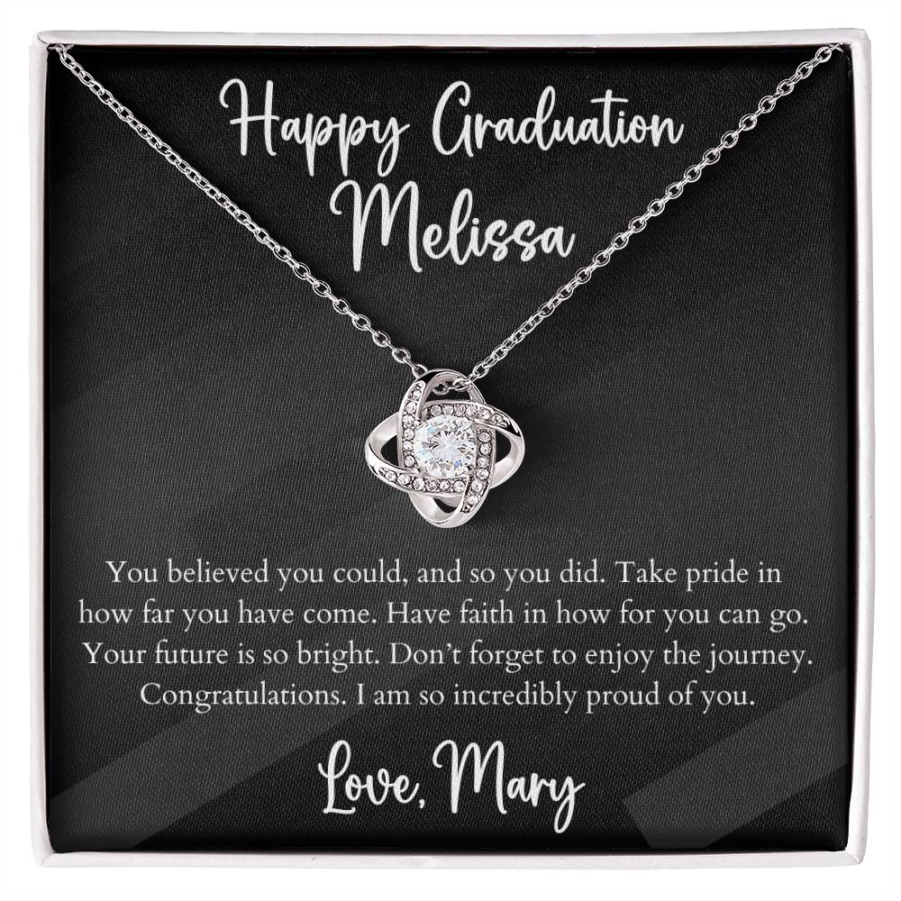 Personalized Graduation Love Knot Pendant Necklace