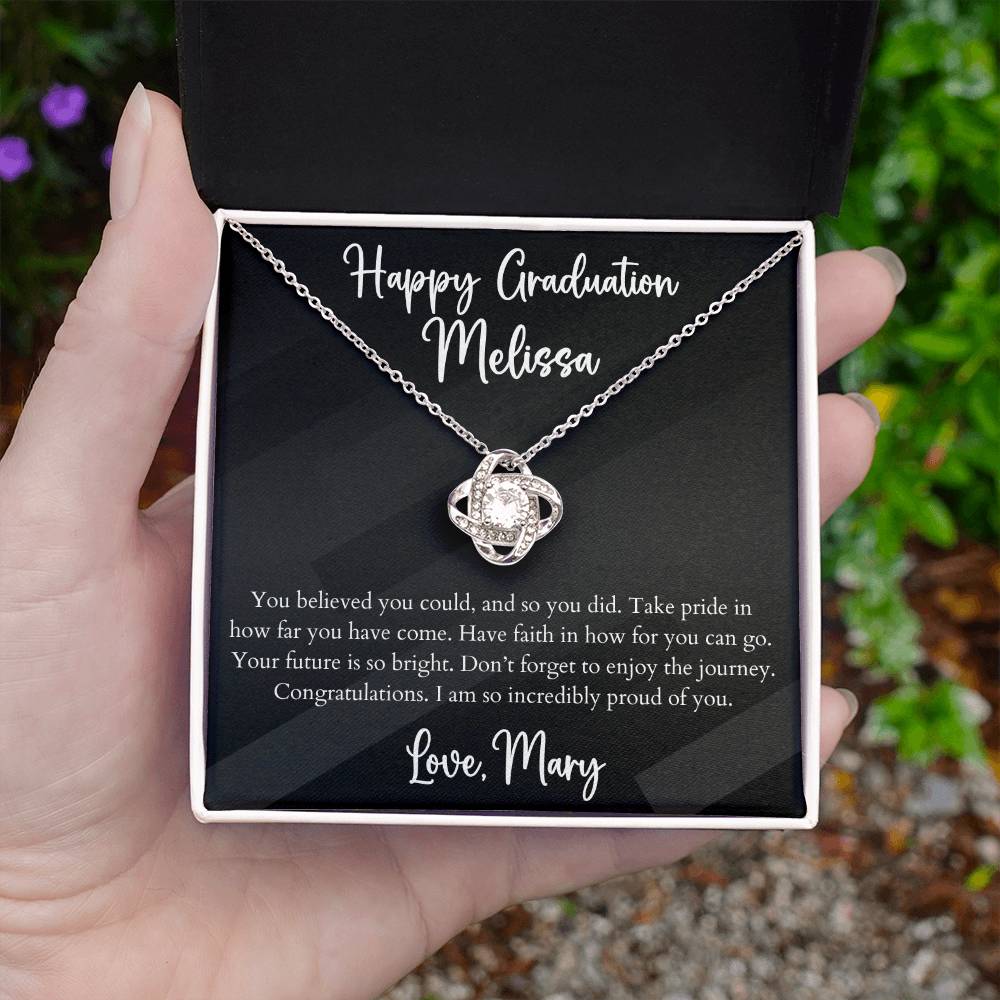 Personalized Graduation Love Knot Pendant Necklace