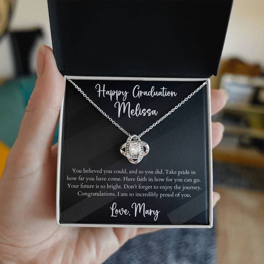 Personalized Graduation Love Knot Pendant Necklace