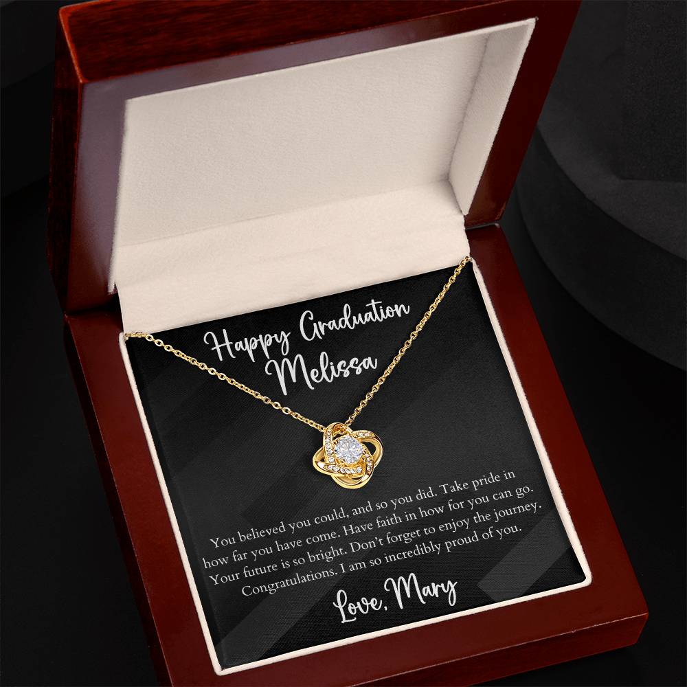 Personalized Graduation Love Knot Pendant Necklace