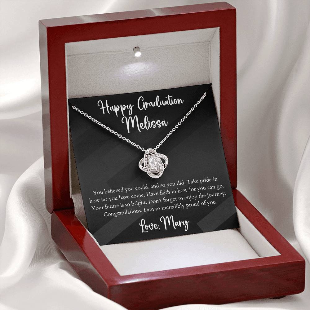 Personalized Graduation Love Knot Pendant Necklace