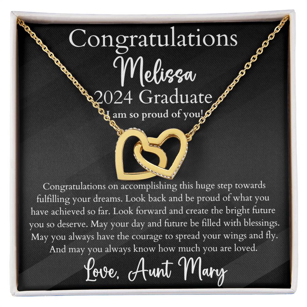 Personalized Graduation Interlocking Hearts Pendant Necklace