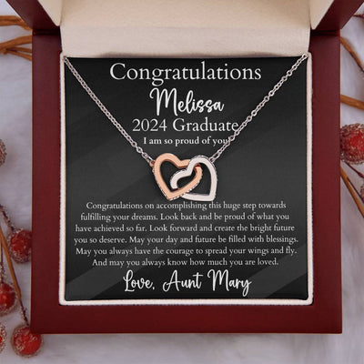 Personalized Graduation Interlocking Hearts Pendant Necklace