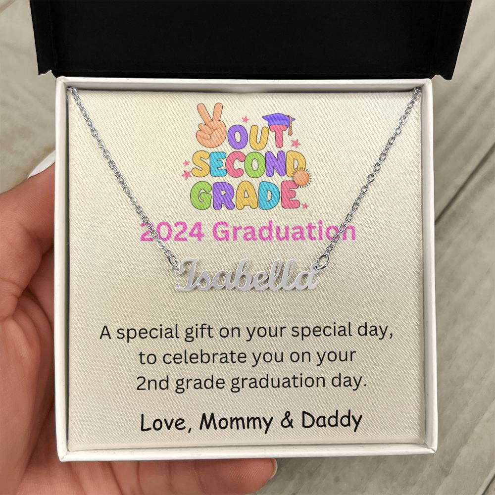 Personalized 2nd Grade Graduation Name Necklace