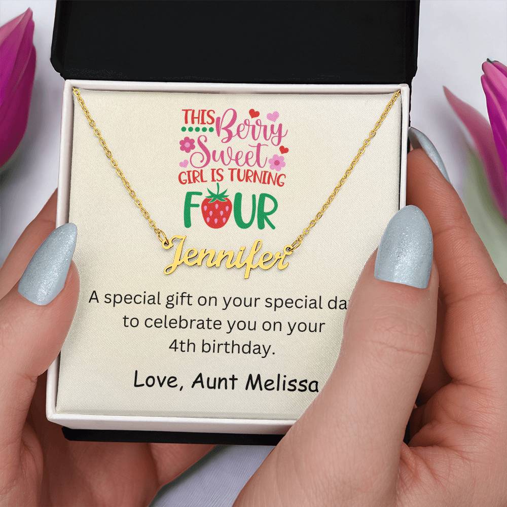 Personalized 4th Birthday Gift Name Necklace