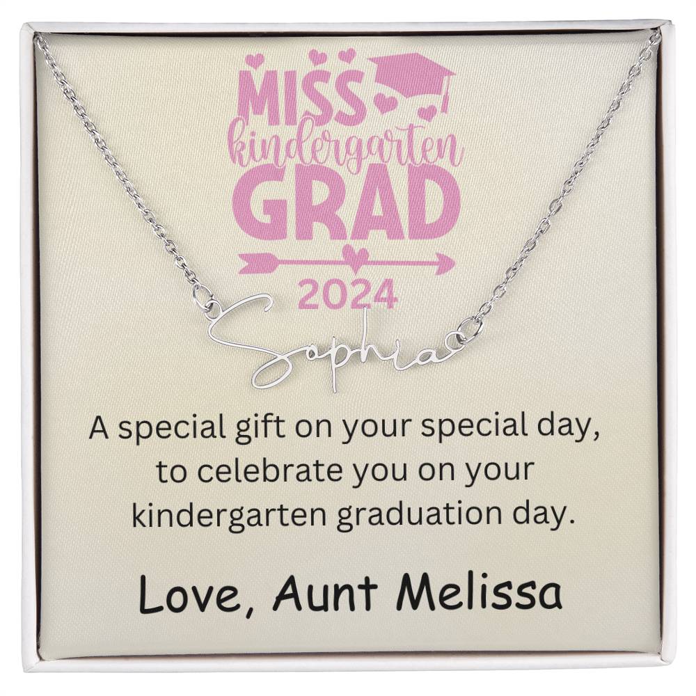 Personalized Kindergarten Graduation Signature Style Name Necklace