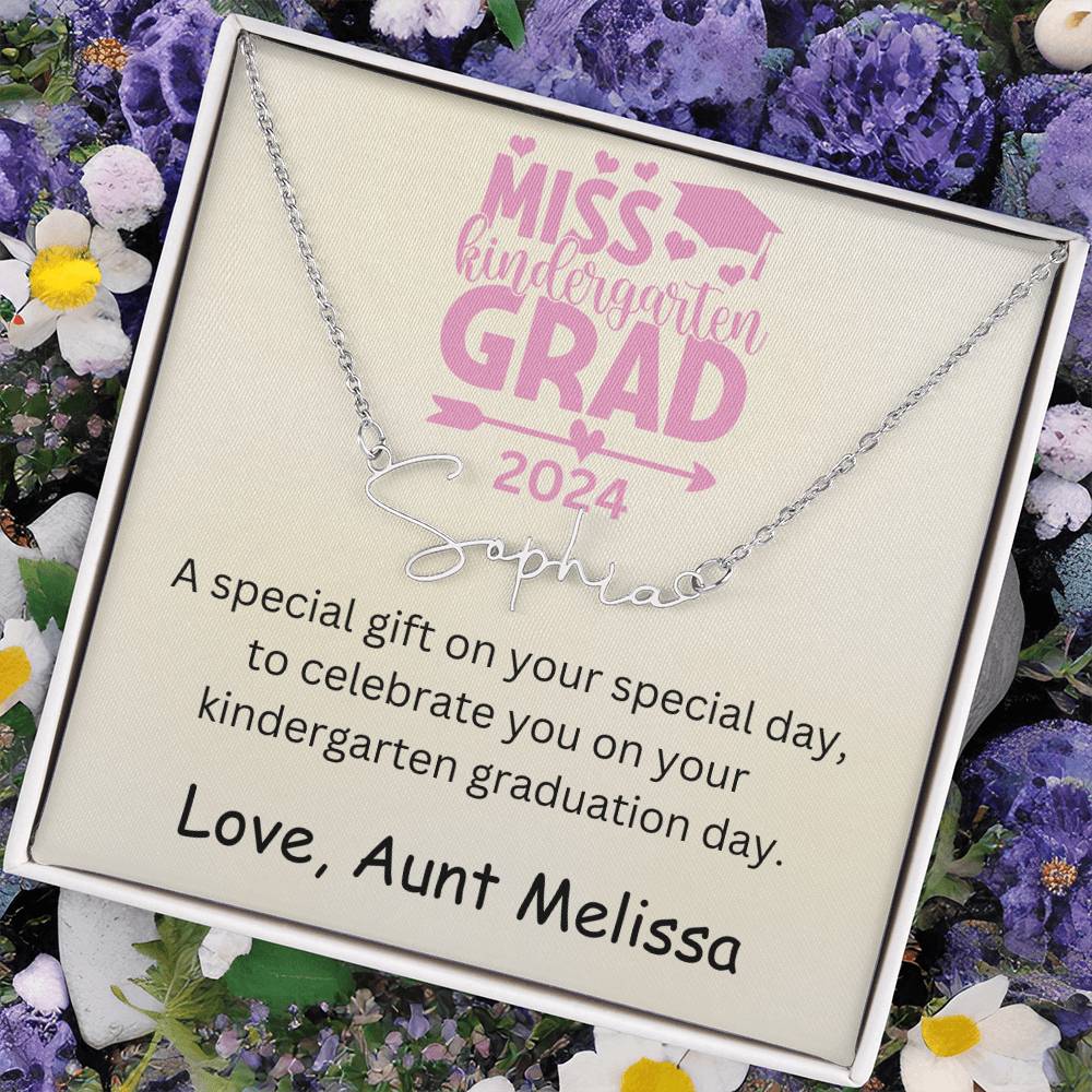 Personalized Kindergarten Graduation Signature Style Name Necklace