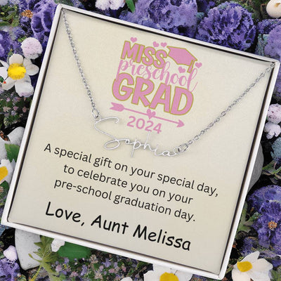 Personalized Pre-school Graduation Signature Style Name Necklace