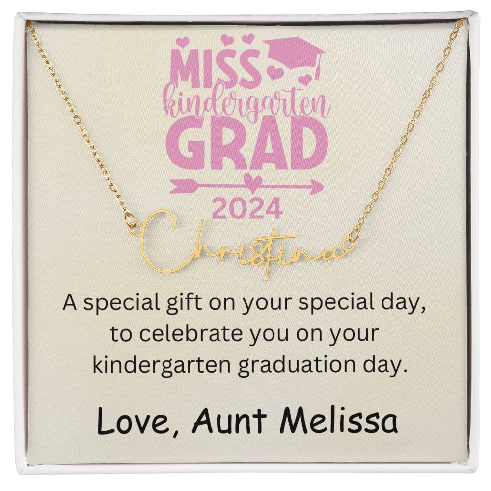 Personalized Kindergarten Graduation Signature Style Name Necklace