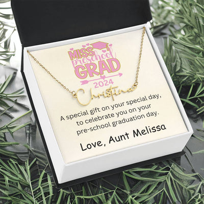 Personalized Pre-school Graduation Signature Style Name Necklace