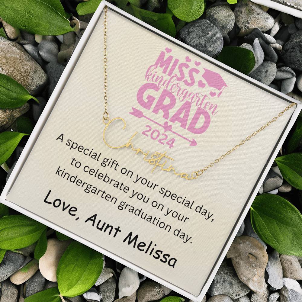 Personalized Kindergarten Graduation Signature Style Name Necklace