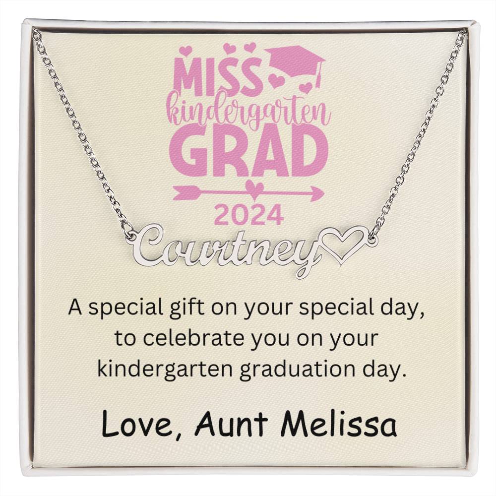 Personalized Kindergarten Graduation Heart Name Necklace