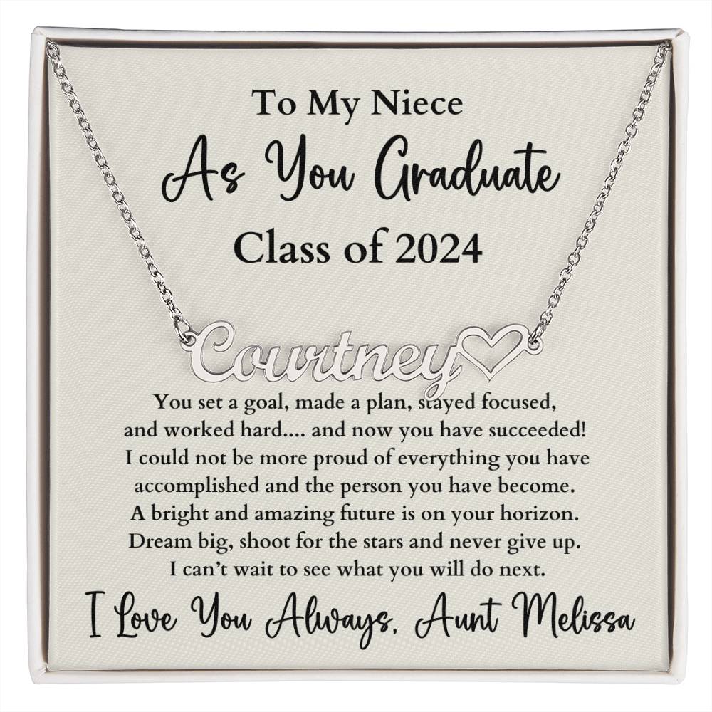 Personalized Heart Name Necklace Graduation Gift