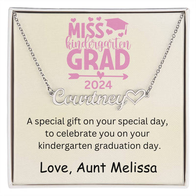 Personalized Kindergarten Graduation Heart Name Necklace