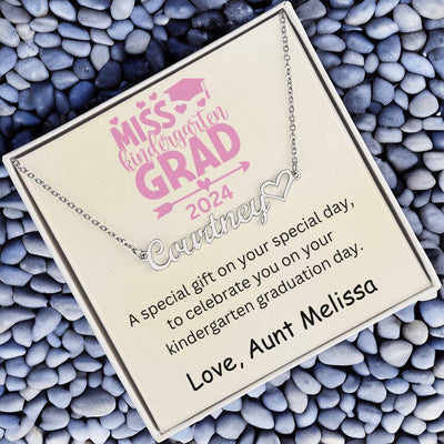 Personalized Kindergarten Graduation Heart Name Necklace