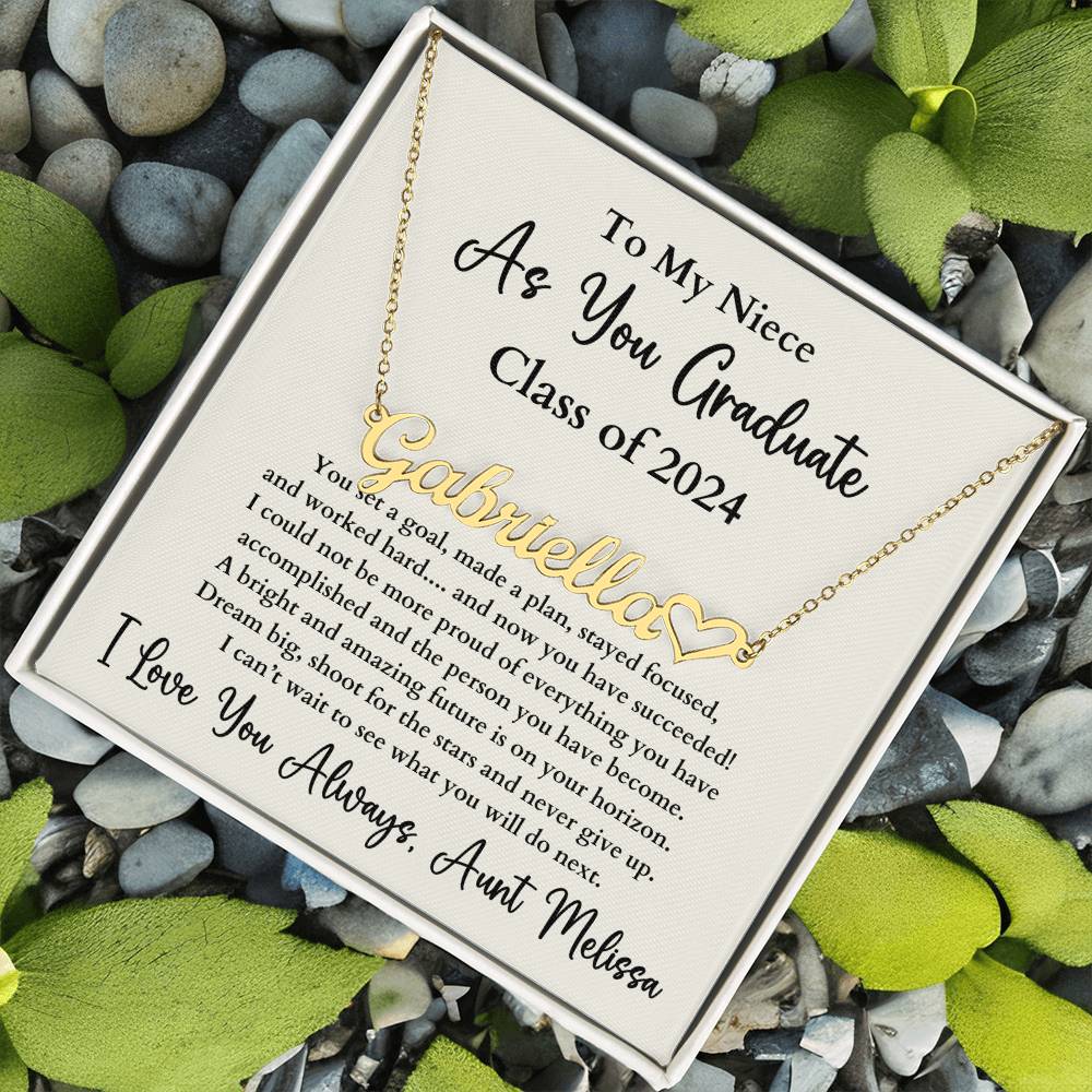 Personalized Heart Name Necklace Graduation Gift