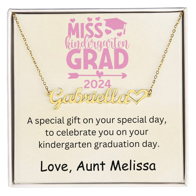 Personalized Kindergarten Graduation Heart Name Necklace