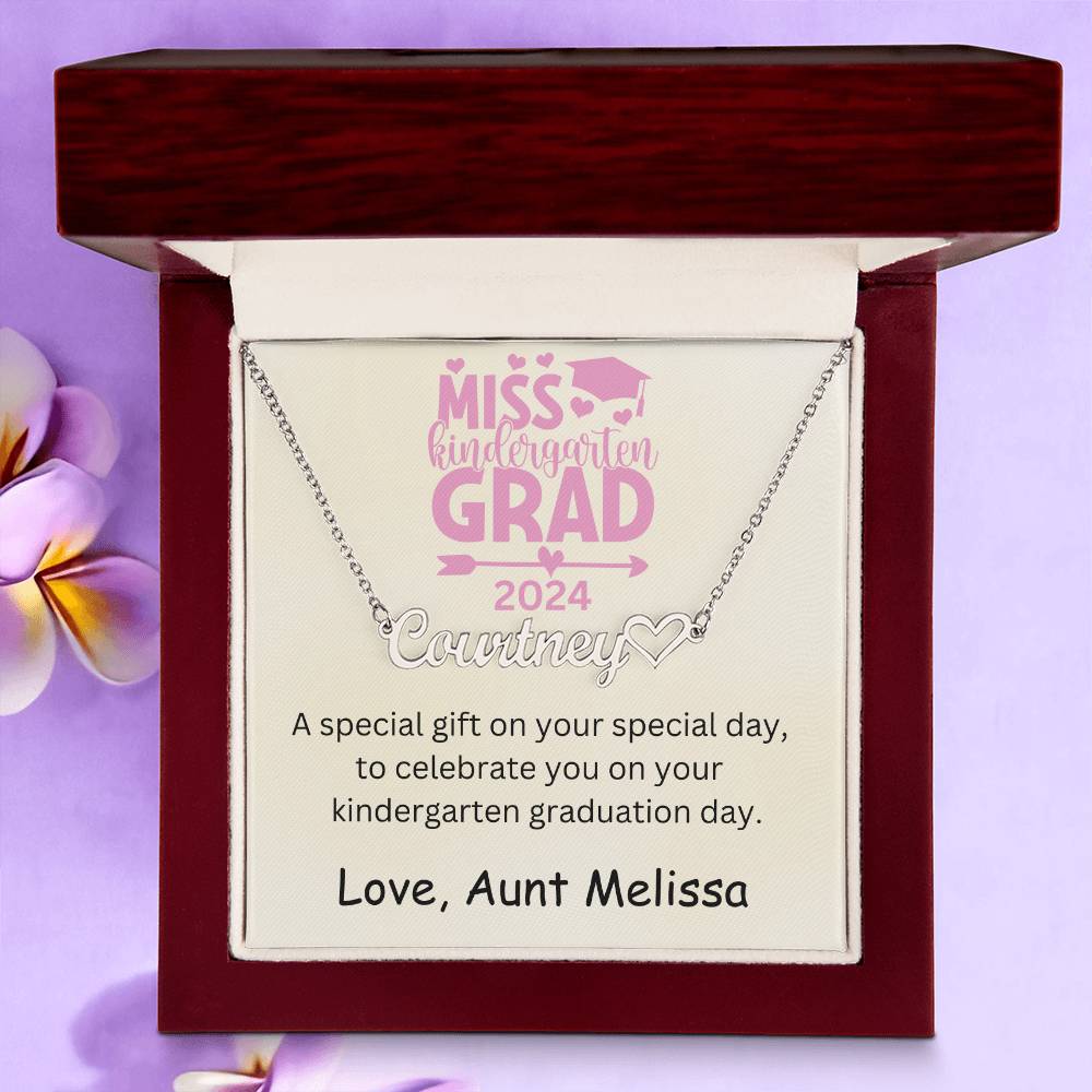 Personalized Kindergarten Graduation Heart Name Necklace