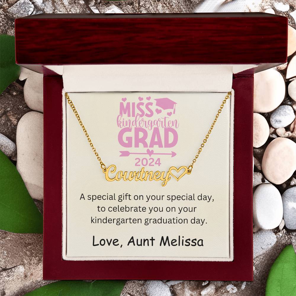 Personalized Kindergarten Graduation Heart Name Necklace