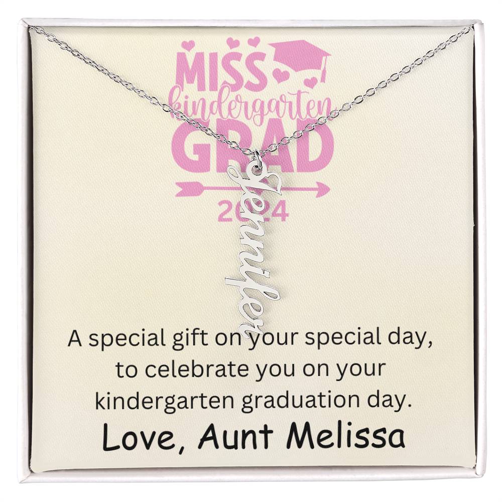 Personalized Kindergarten Graduation Vertical Name Necklace