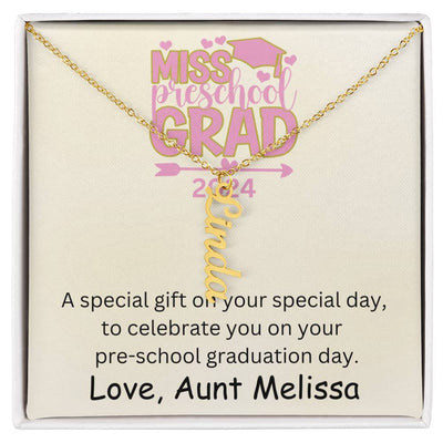 Personalized Pre-school Graduation Vertical Name Necklace