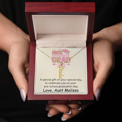 Personalized Pre-school Graduation Vertical Name Necklace