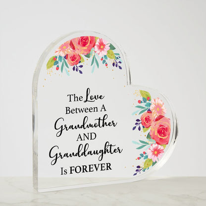 Grandmother Gift, Acrylic Heart Plaque