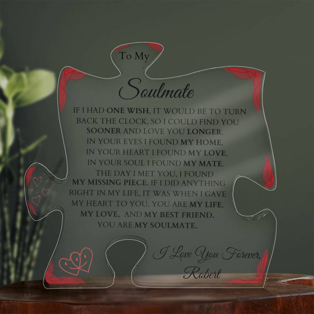 Personalized Soulmate Missing Piece Acrylic Puzzle Plaque