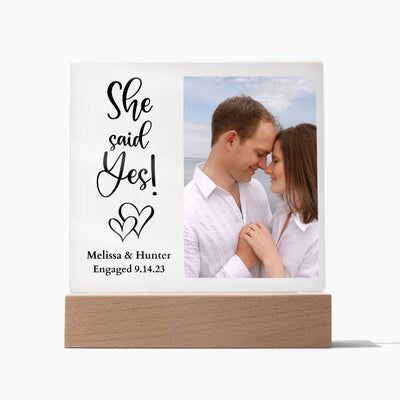 Personalized Engagement She Said Yes Led Lighted Square Acrylic Plaque