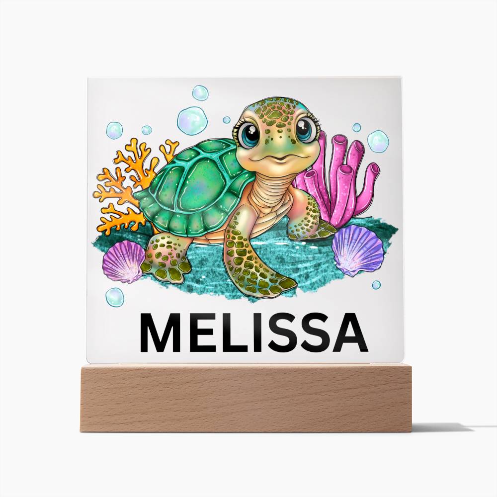 Turtle Name LED Lighted Plaque