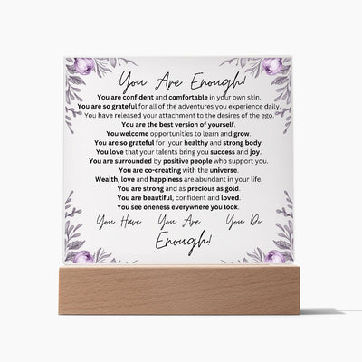 You Are Enough, Acrylic Square Plaque