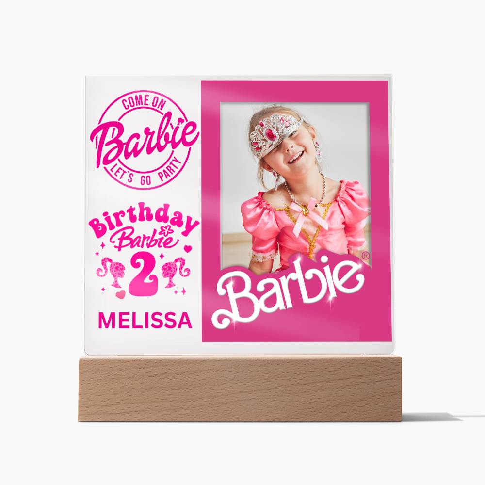 Personalized Birthday Barbie Photo Memory LED Lighted Plaque