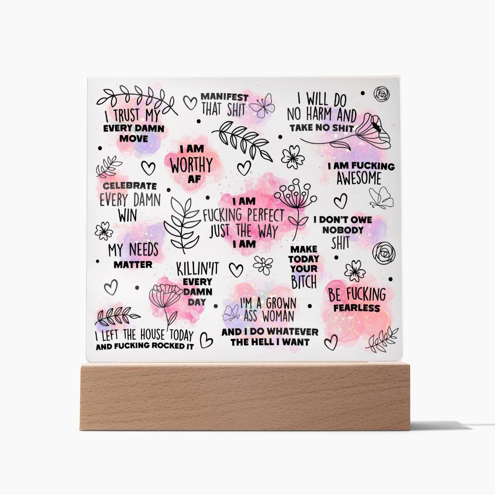 Swear Affirmations  Acrylic Plaque VULGAR Daily Reminders, Gift for her, Affirmations Motivation, Inspirational