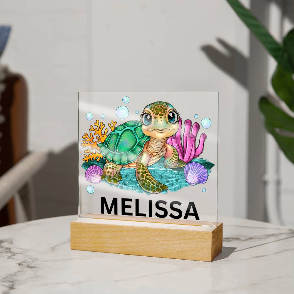 Turtle Name LED Lighted Plaque