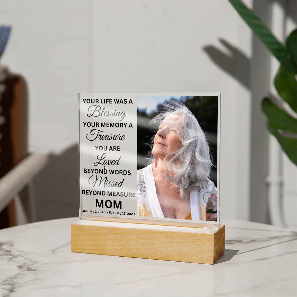 Mom Photo Memorial LED Lighted Plaque