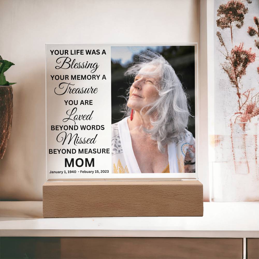 Mom Photo Memorial LED Lighted Plaque