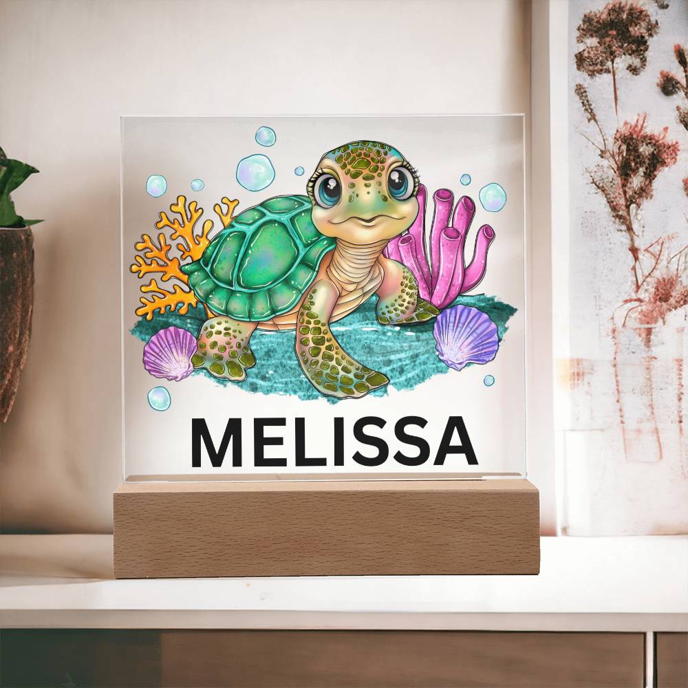 Turtle Name LED Lighted Plaque