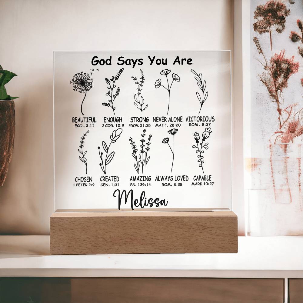 Personalized God Says You Are LED Lighted Acrylic Plaque