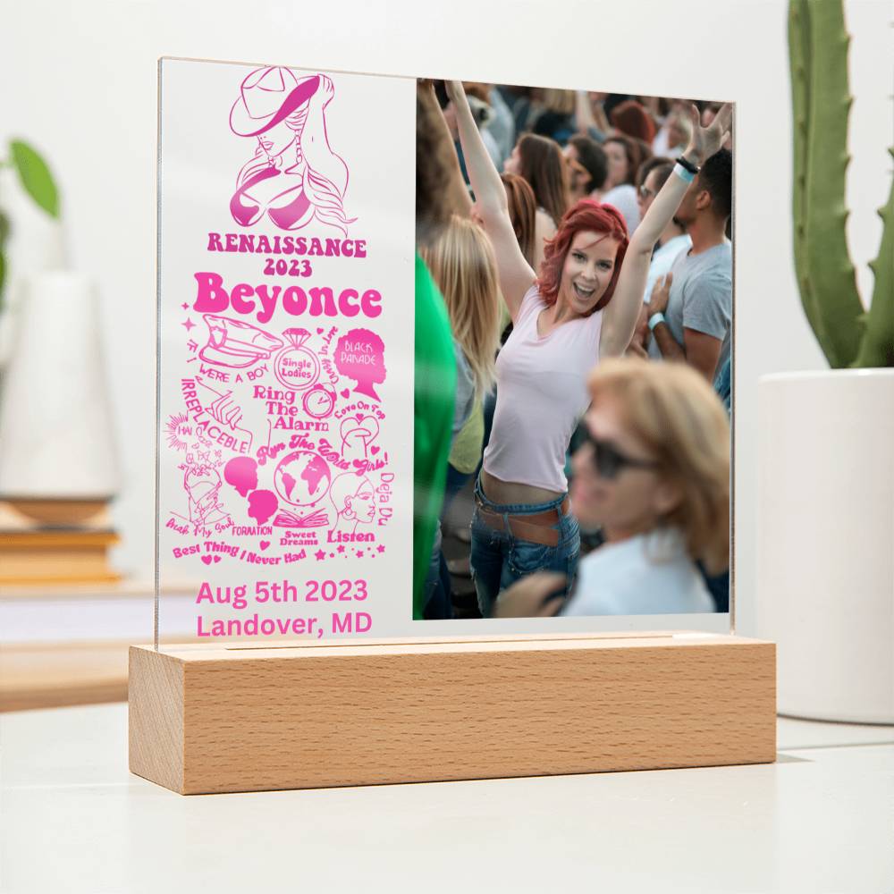 Personalized Beyonce Renaissance Tour LED Lighted Photo Memory Plaque