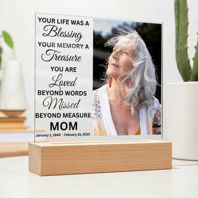 Mom Photo Memorial LED Lighted Plaque