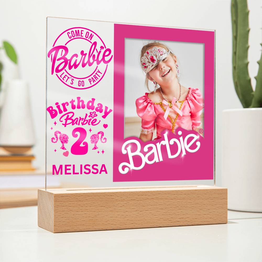 Personalized Birthday Barbie Photo Memory LED Lighted Plaque