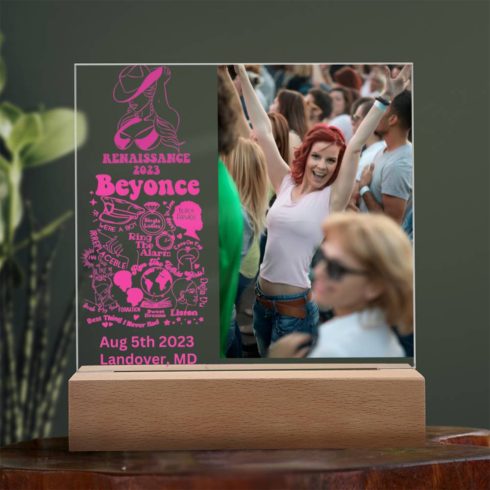 Personalized Beyonce Renaissance Tour LED Lighted Photo Memory Plaque